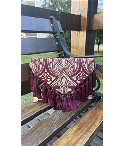 CLUTCH LAMAE MARSALA/BAMBU FRANJAS